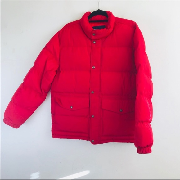 Lands' End Jackets & Blazers - Oversized Pocketed Red Puffer Jacket Coat Unisex